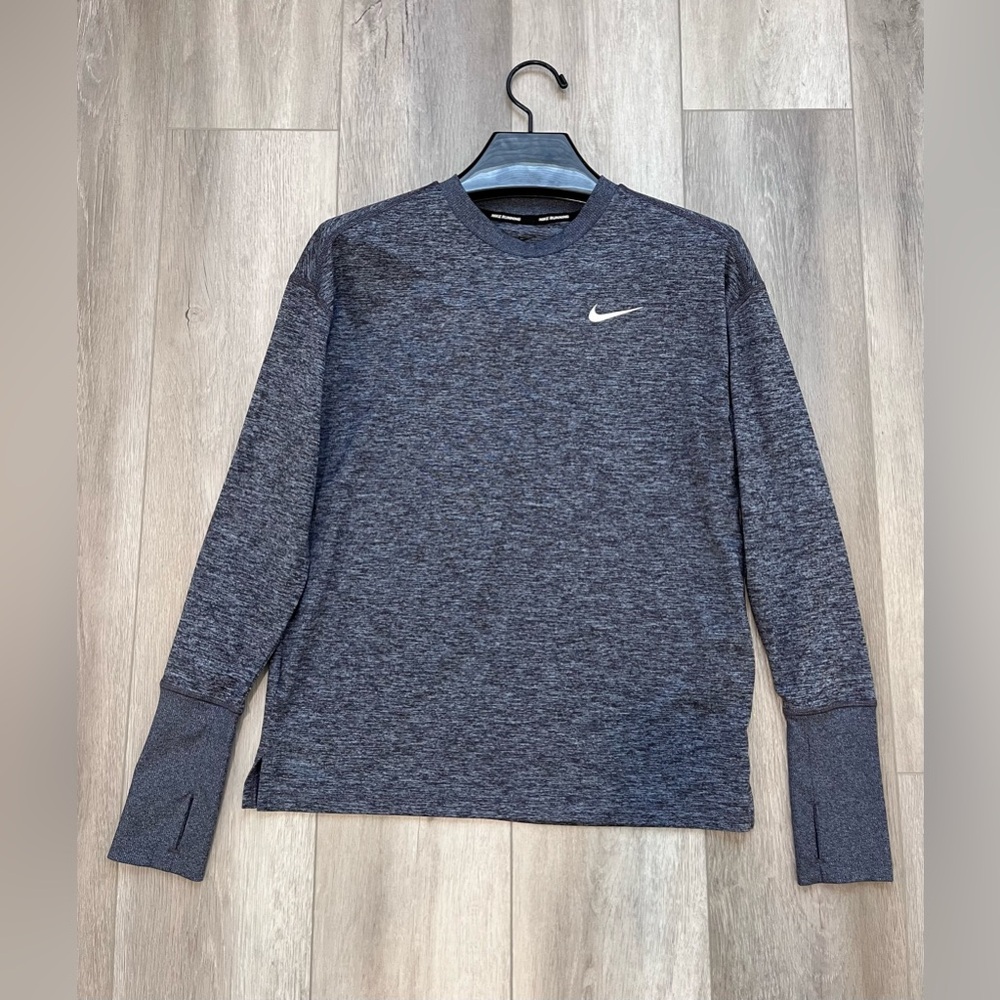 Nike Dri-FIT Element Running Crew Pullover Workout Shirt Gray